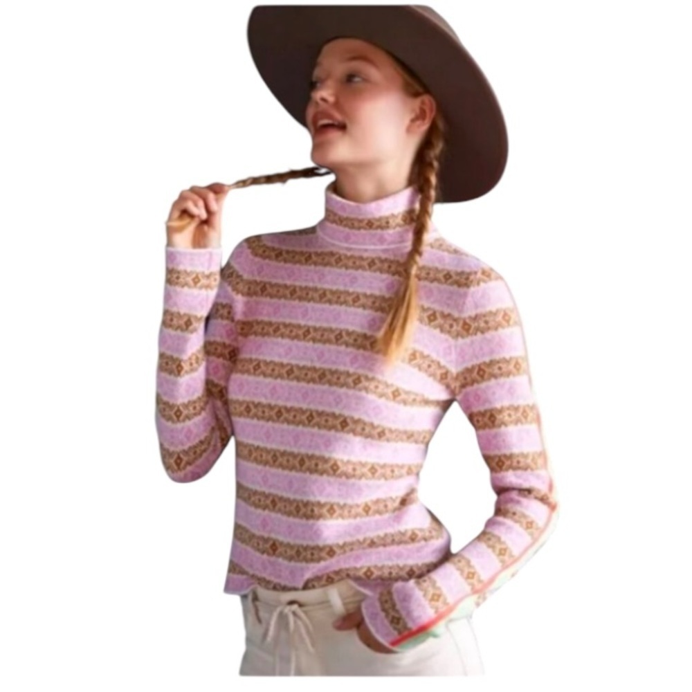 ANTHROLOGIE Maeve Ski Slope Fair Isle Turtleneck Sweater XSmall